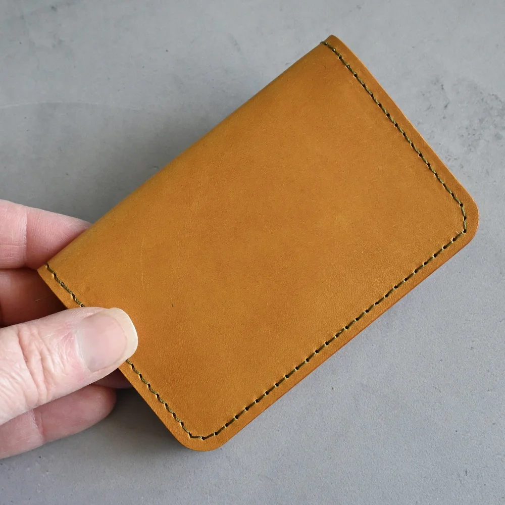 Handmade Leather Mini-Wallet Card Case With Personalization
